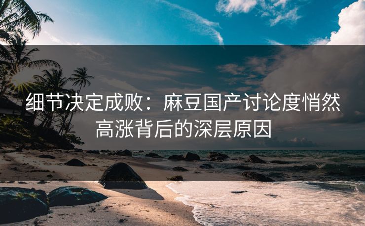 细节决定成败:麻豆国产讨论度悄然高涨背后的深层原因 细节决定成败:麻豆国产讨论度悄然高涨背后的深层原因